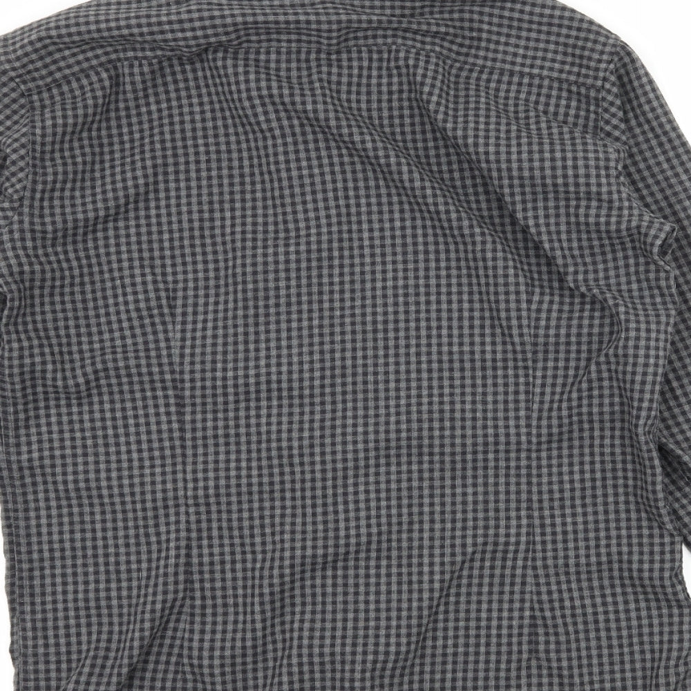 Cedarwood State Mens Grey Check Button-Up Size 14.5