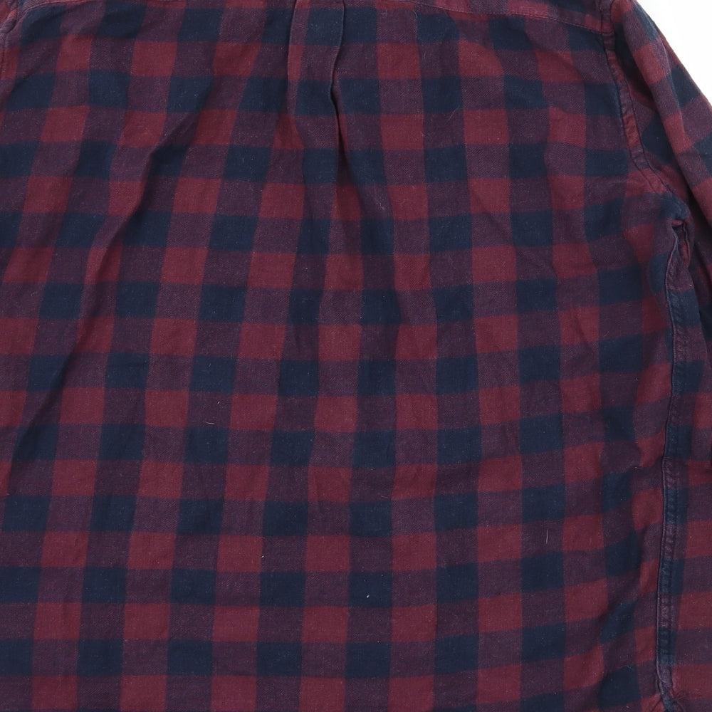 French Connection Mens Purple Check Button-Up Size L