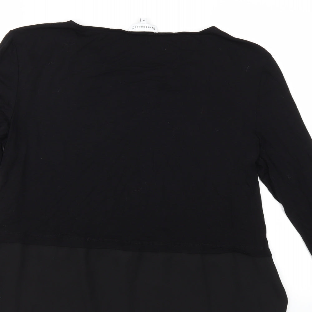Warehouse Womens Black Basic T-Shirt Size 14