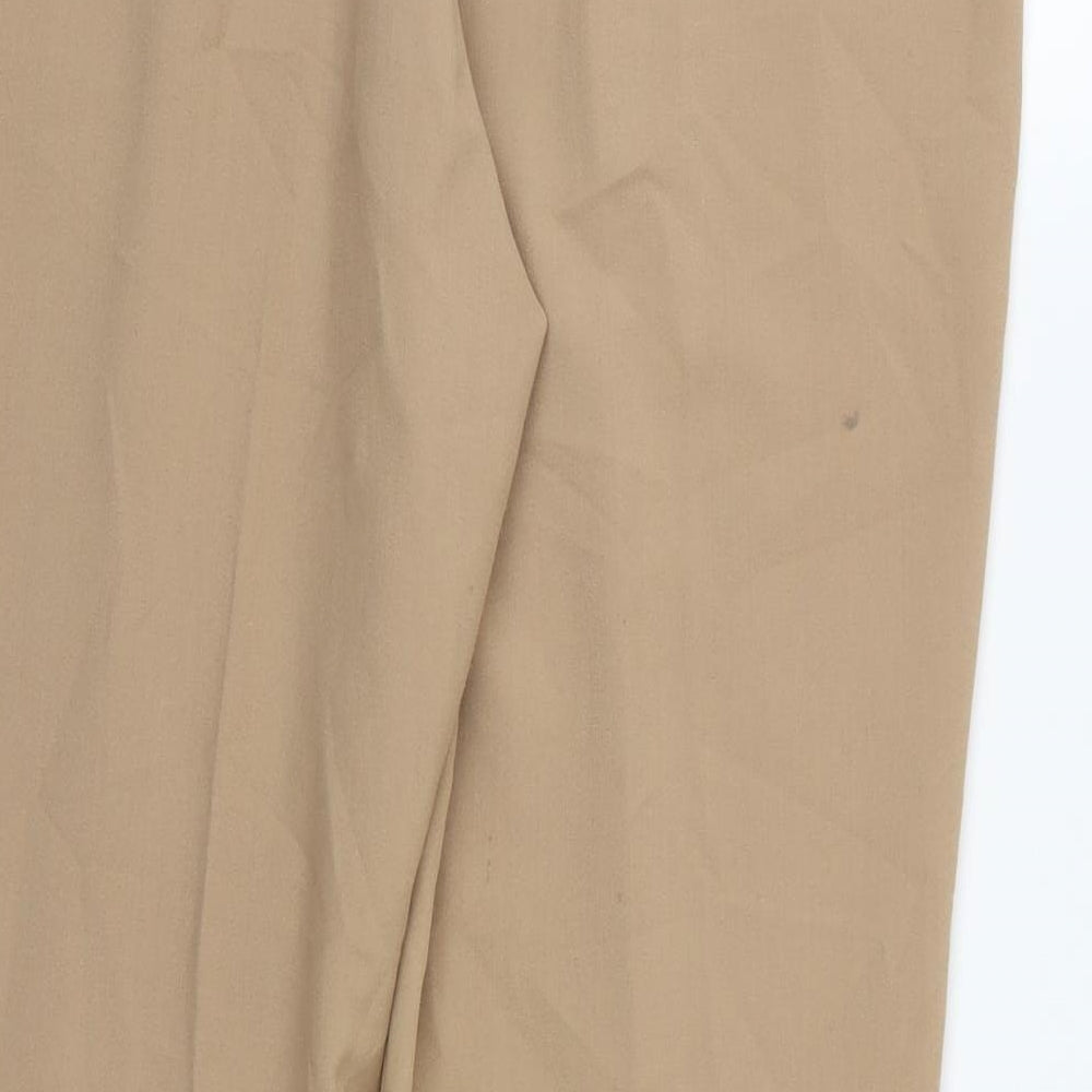 Brand and care label for Classics women’s brown trousers, size UK 14, 28-inch leg