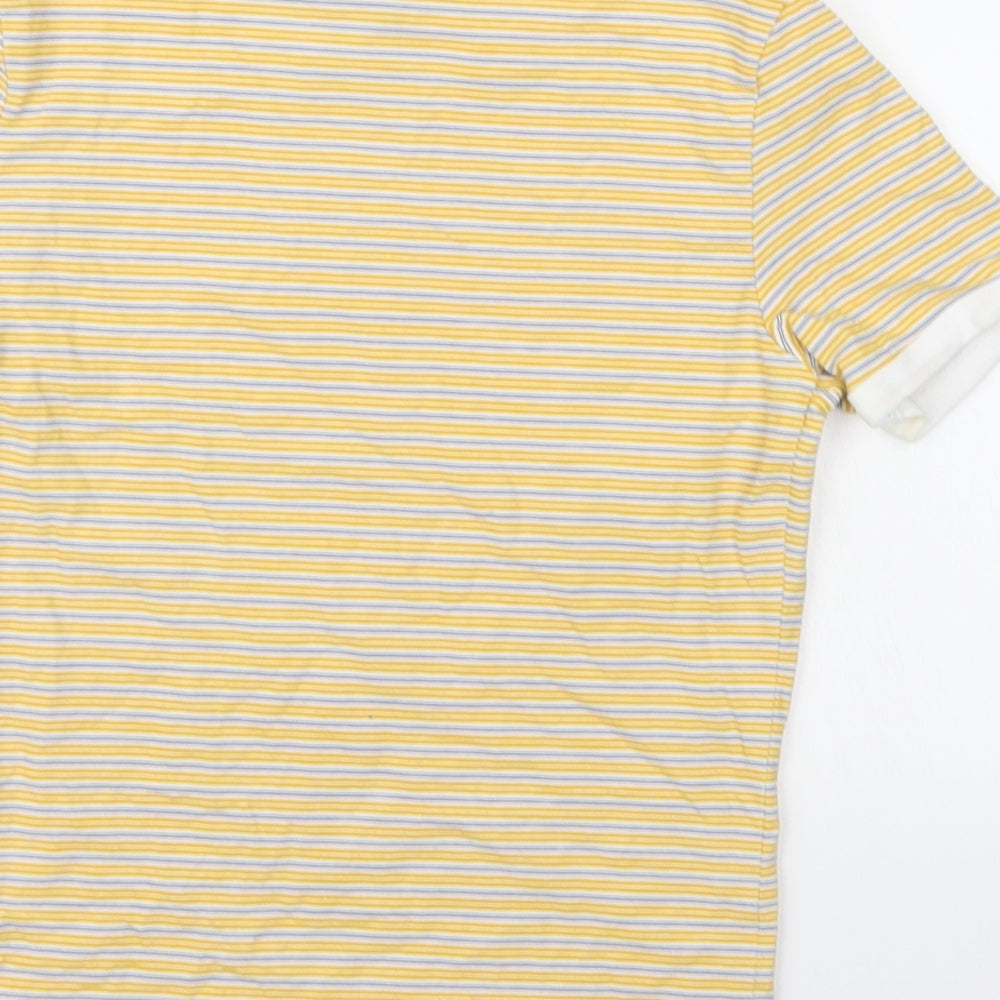 Divided Womens Yellow Striped Basic T-Shirt Size XS
