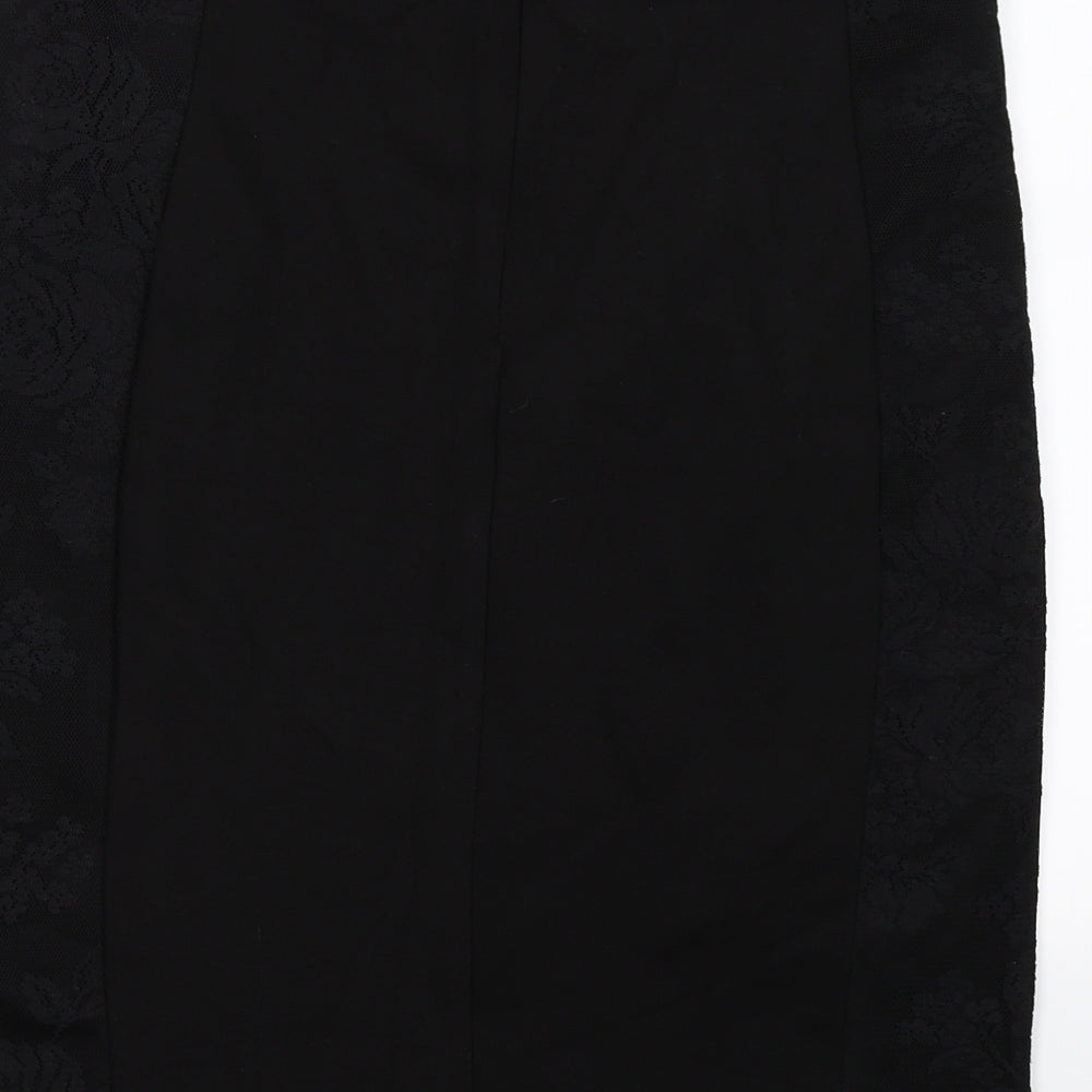 Oasis Womens Black Floral Straight & Pencil Skirt Size L - lace floral trim