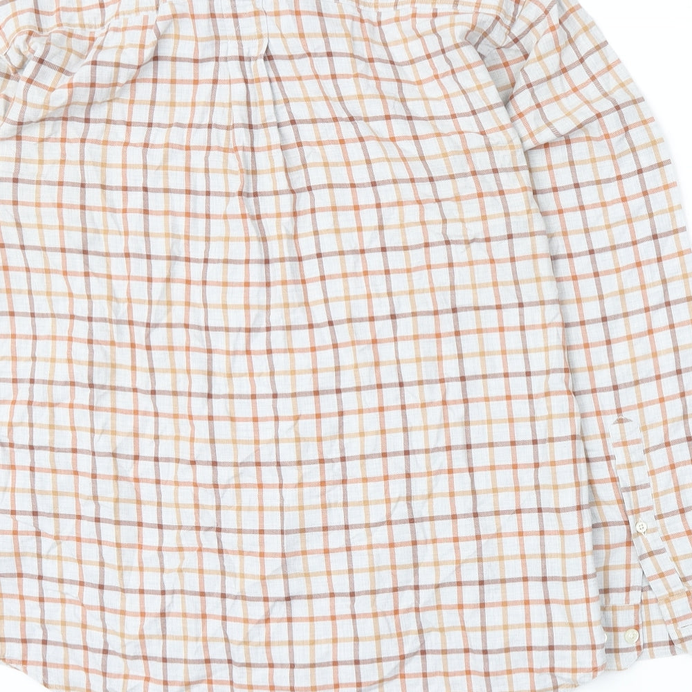 R. Blue Mens Orange Plaid Button-Up Size M
