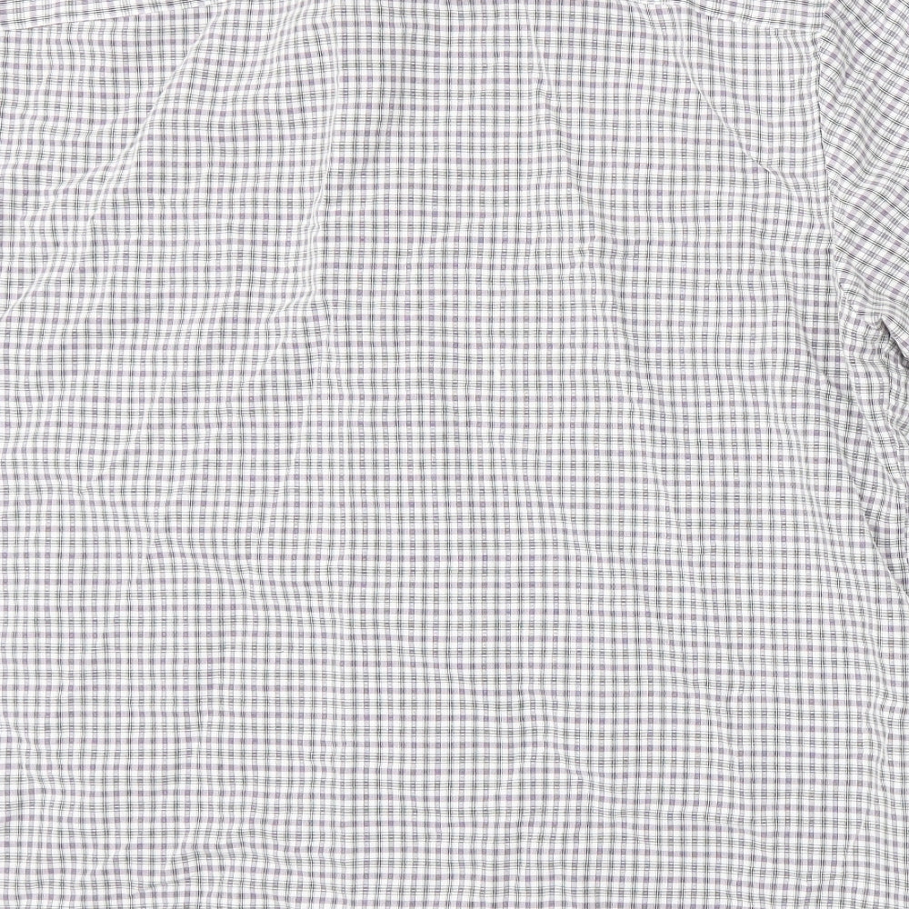Marks & Spencer Mens White Plaid Button-Up Size L