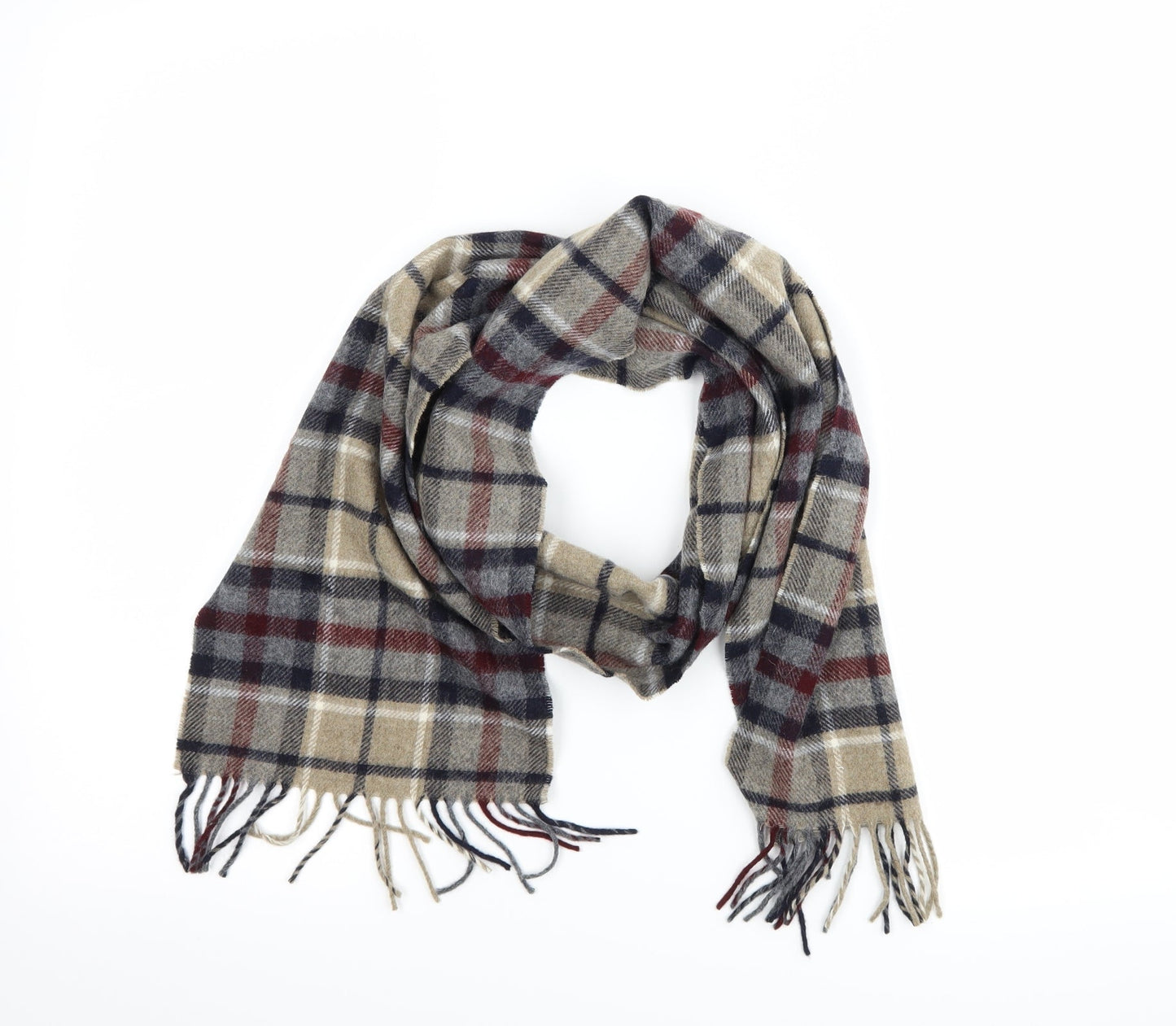 Preworn Mens Brown Plaid Scarf One Size