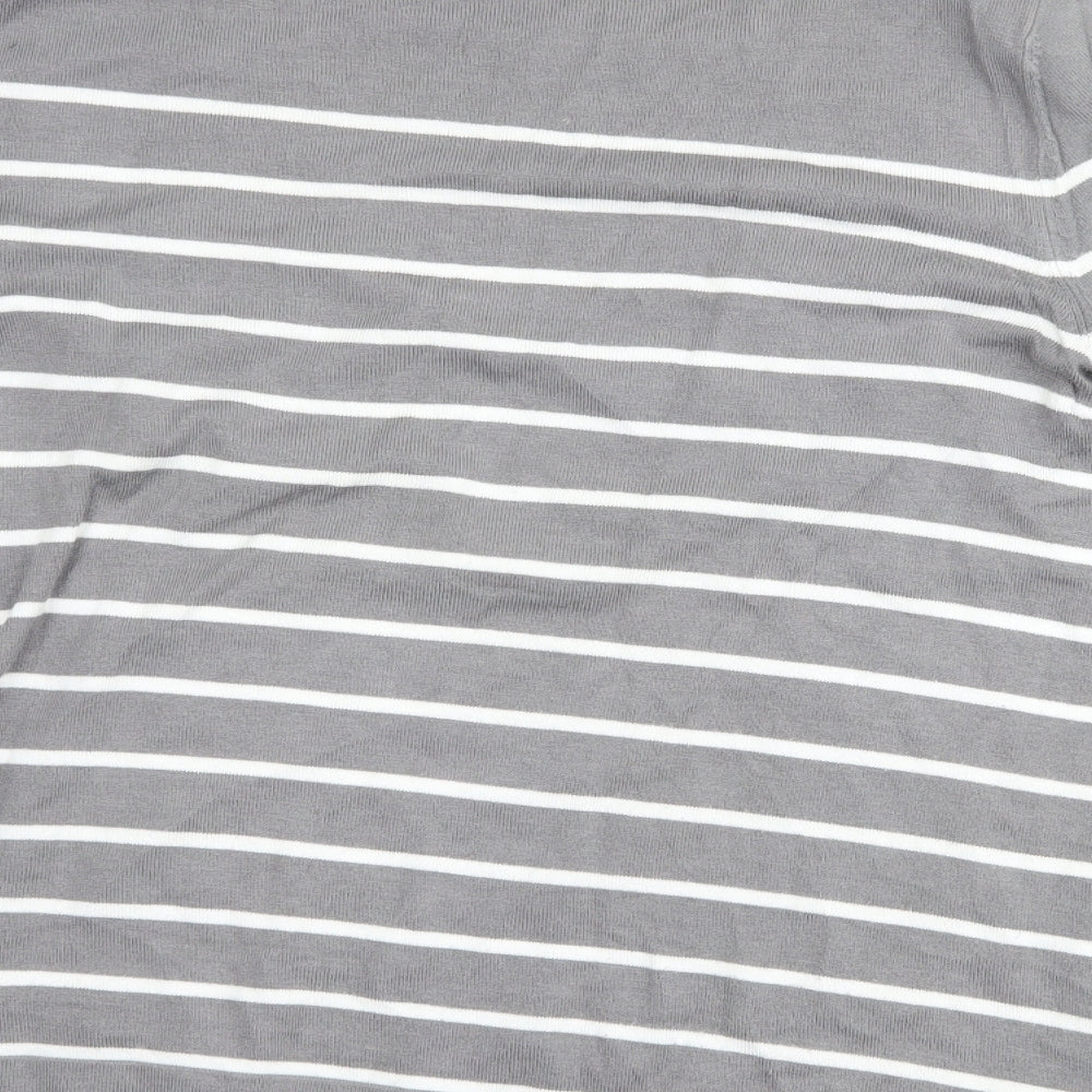 Street One Womens Grey Striped Basic T-Shirt Size 12