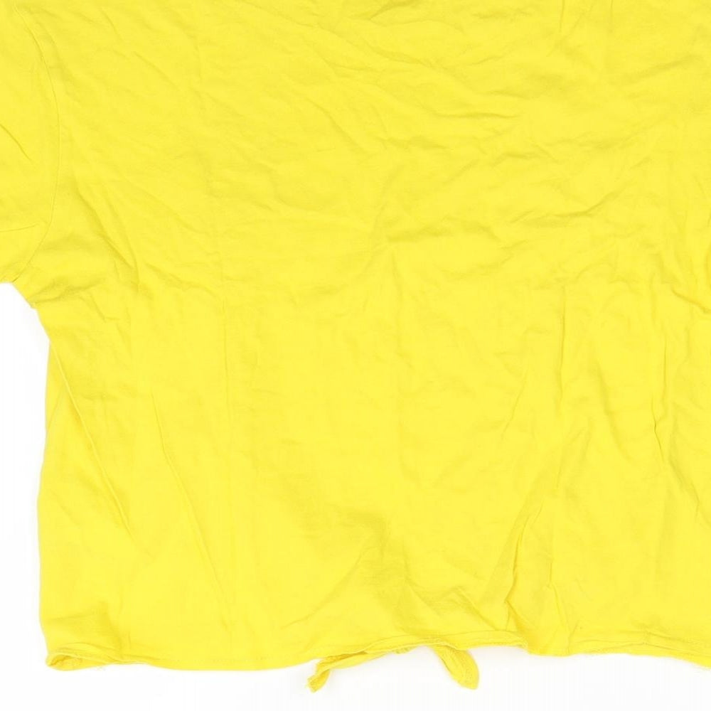 Divided Womens Yellow Cropped T-Shirt Size S