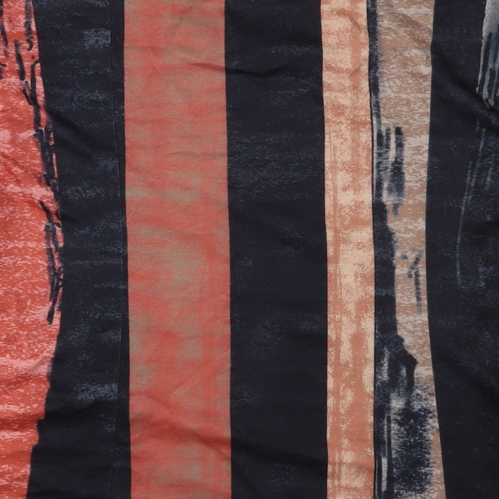 Exclusive Womens Orange Striped Basic T-Shirt Size L