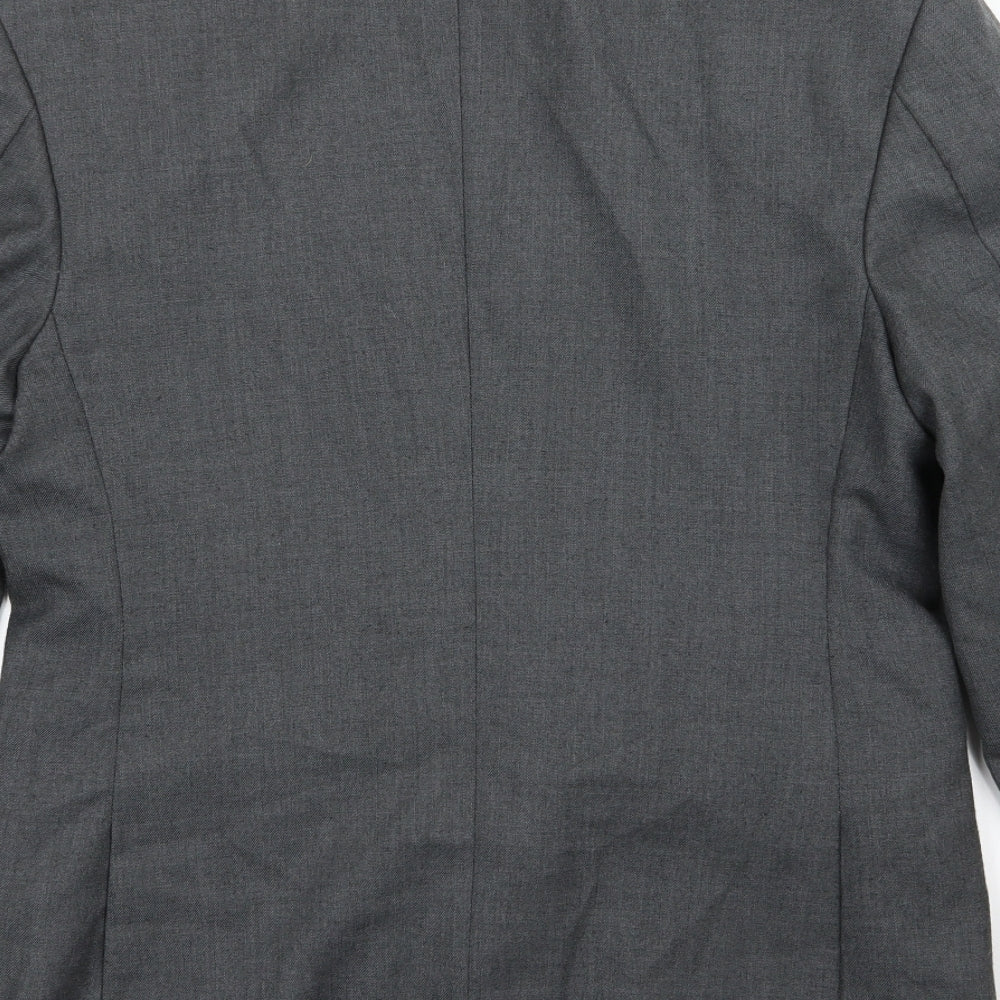 Preworn Mens Grey Rayon Jacket Suit Jacket Size 36