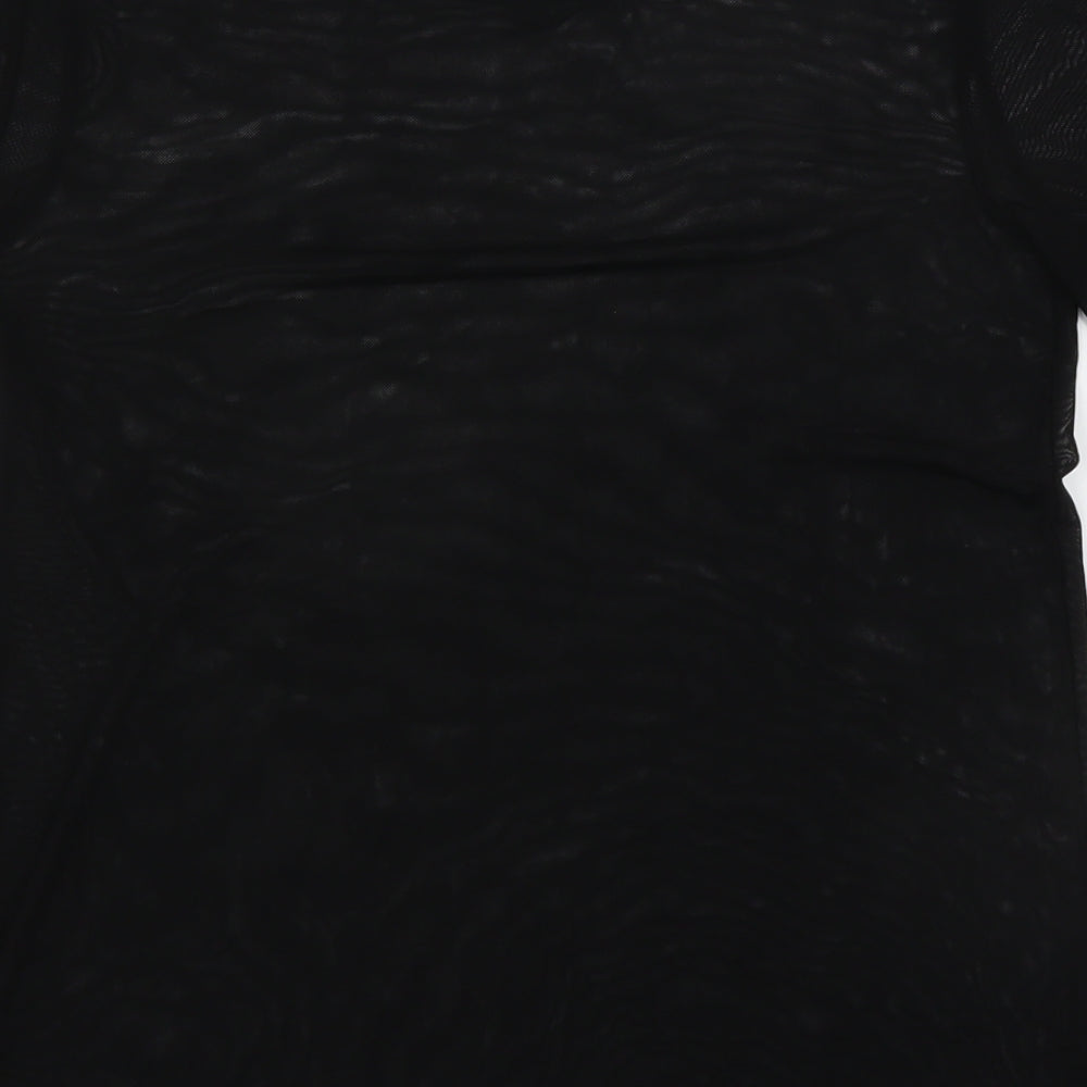 New Look Womens Black Basic T-Shirt Size 8 - Mesh