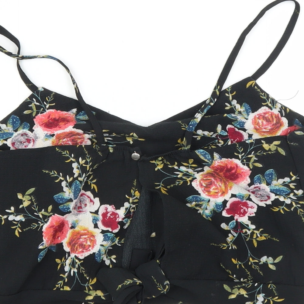 Preworn Womens Black Floral Camisole Blouse Size S