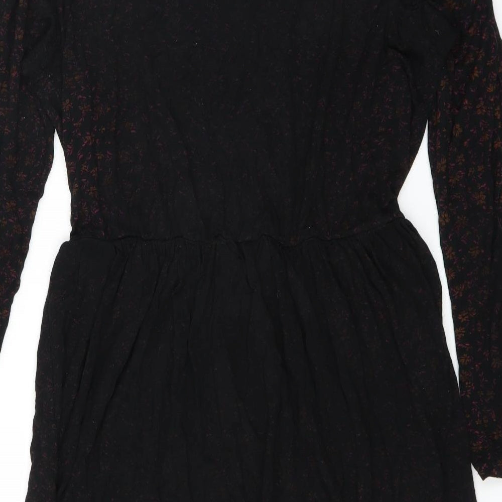 Wednesday's girl Womens Black Floral Mini Size L