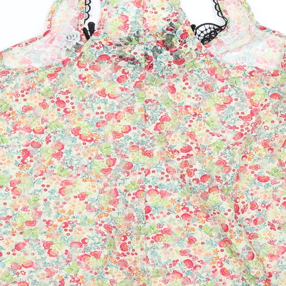 River Island Womens Green Floral Basic Blouse Size 6 - Lace Top