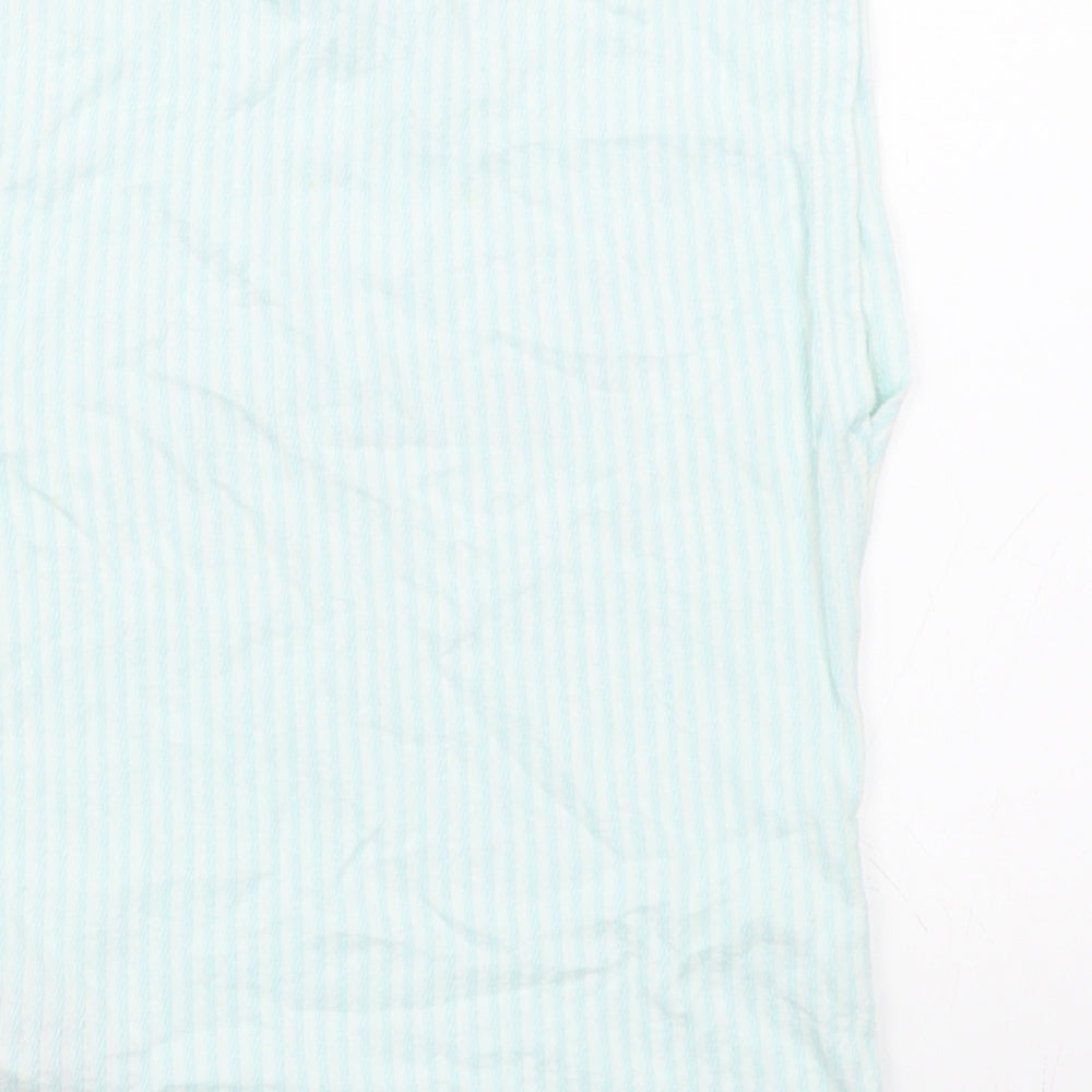 Marks and Spencer Girls Blue Striped Basic T-Shirt Size 6-7 Years