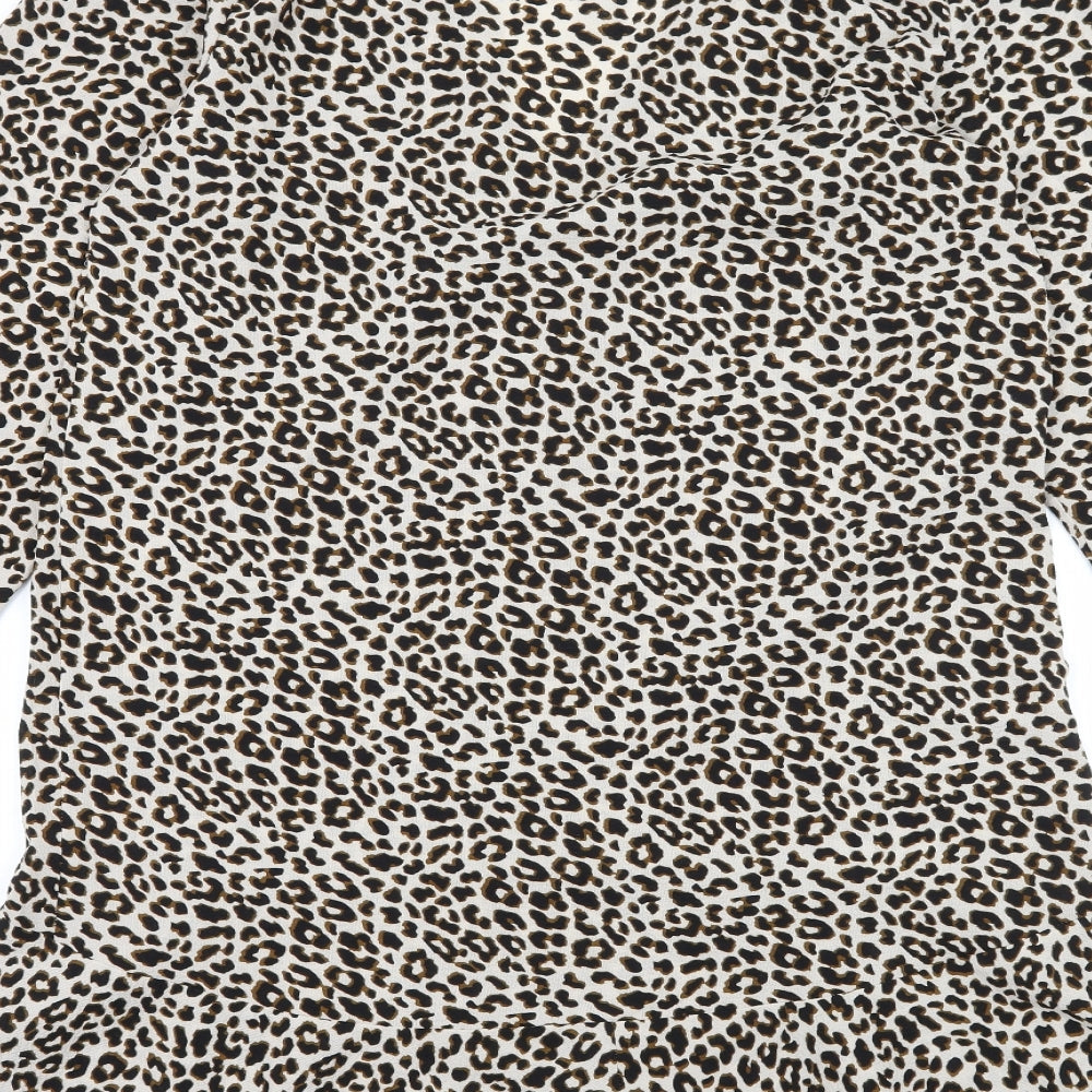 ASOS Womens Brown Animal Print A-Line Size 10