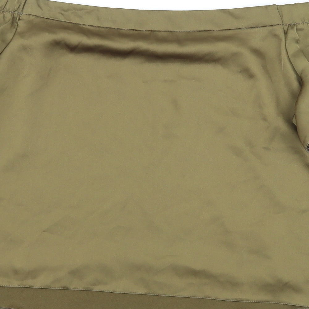 New Look Womens Green Satin Basic Blouse Size 10