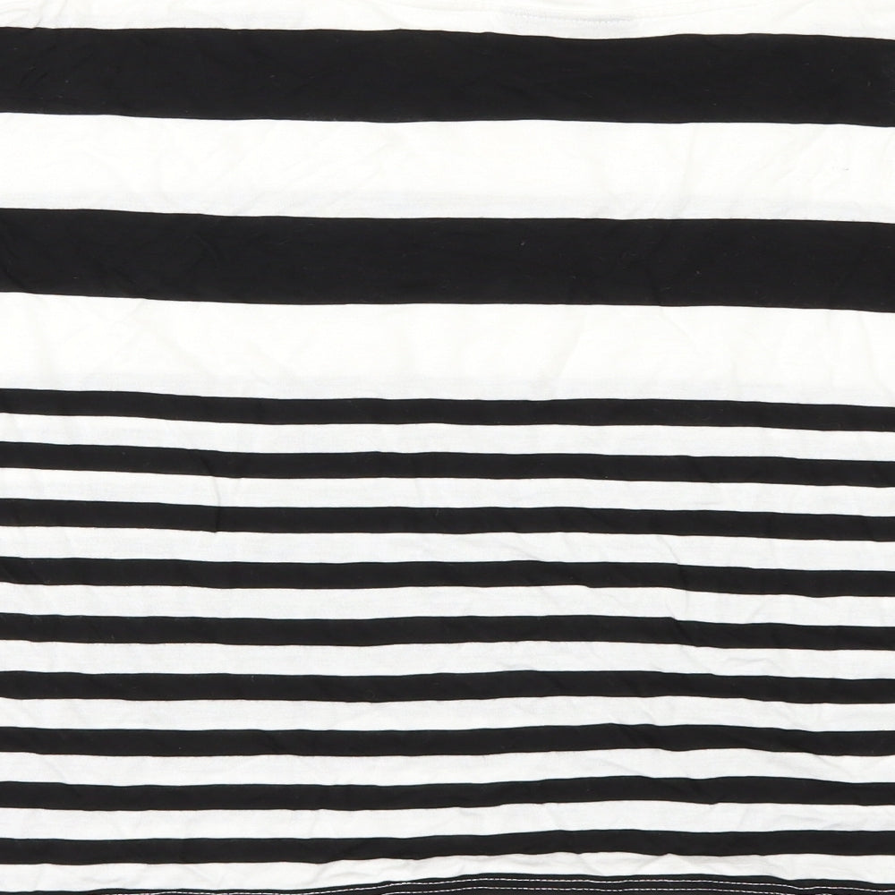 Topshop Womens White Striped Basic T-Shirt Size 6
