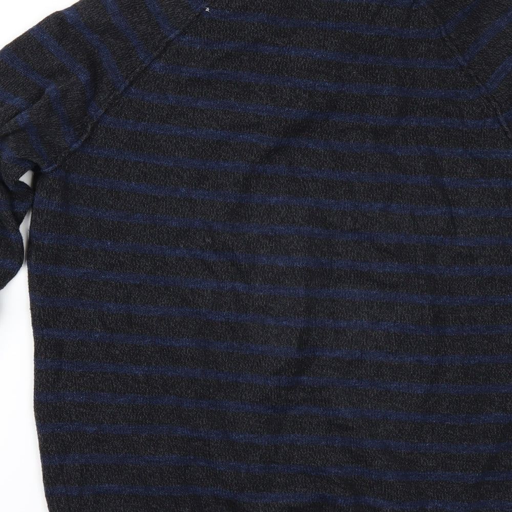 H&M Mens Grey Striped Pullover Jumper Size M