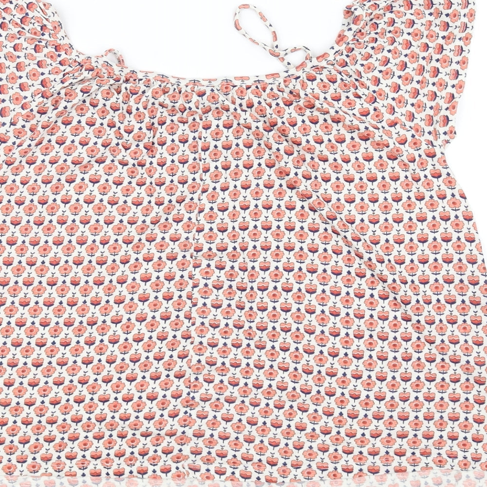 New Look Womens White Floral Basic Blouse Size 6