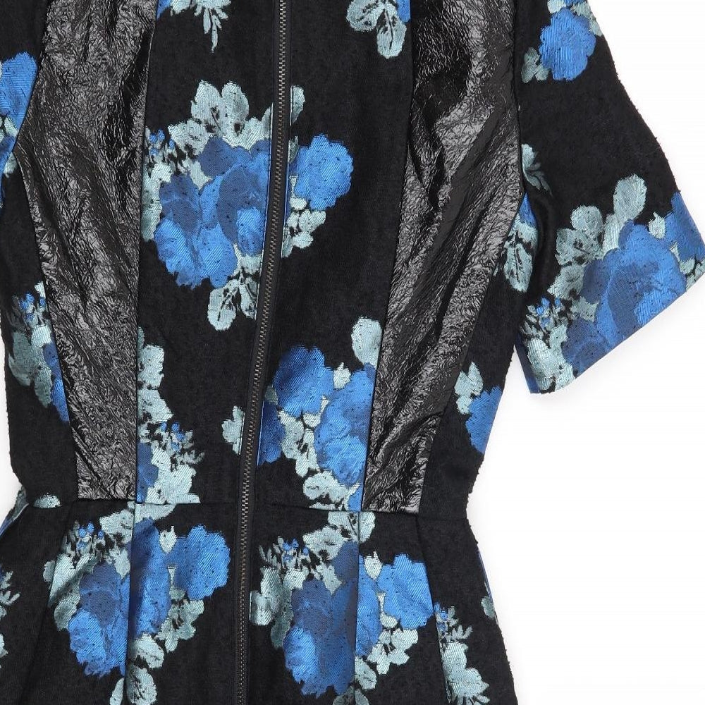 Topshop Womens Black Floral Shift Size 6