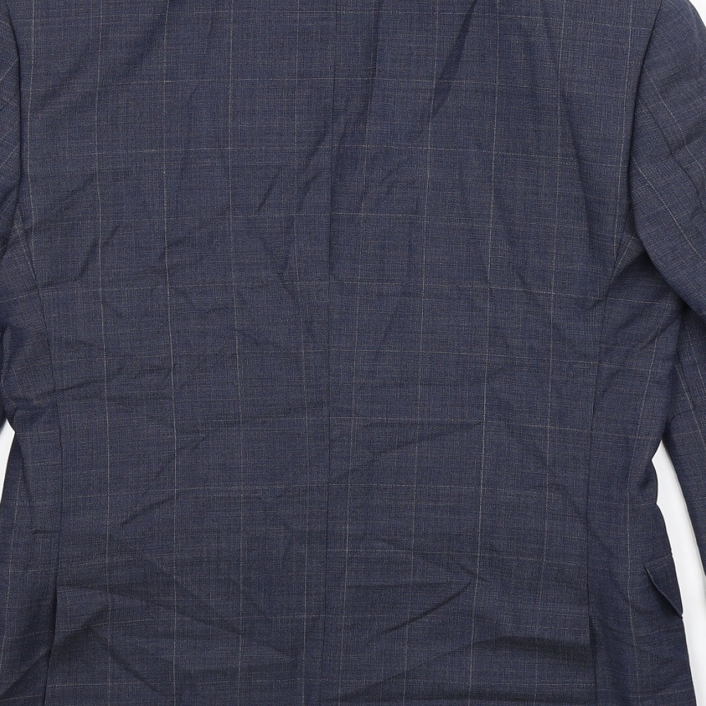 Marks & Spencer Mens Blue Check Jacket Suit Jacket Size 36