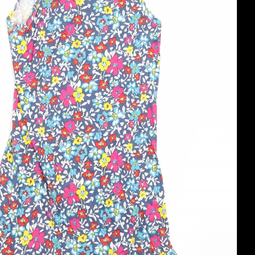 Resort Womens Blue Floral A-Line Size 10