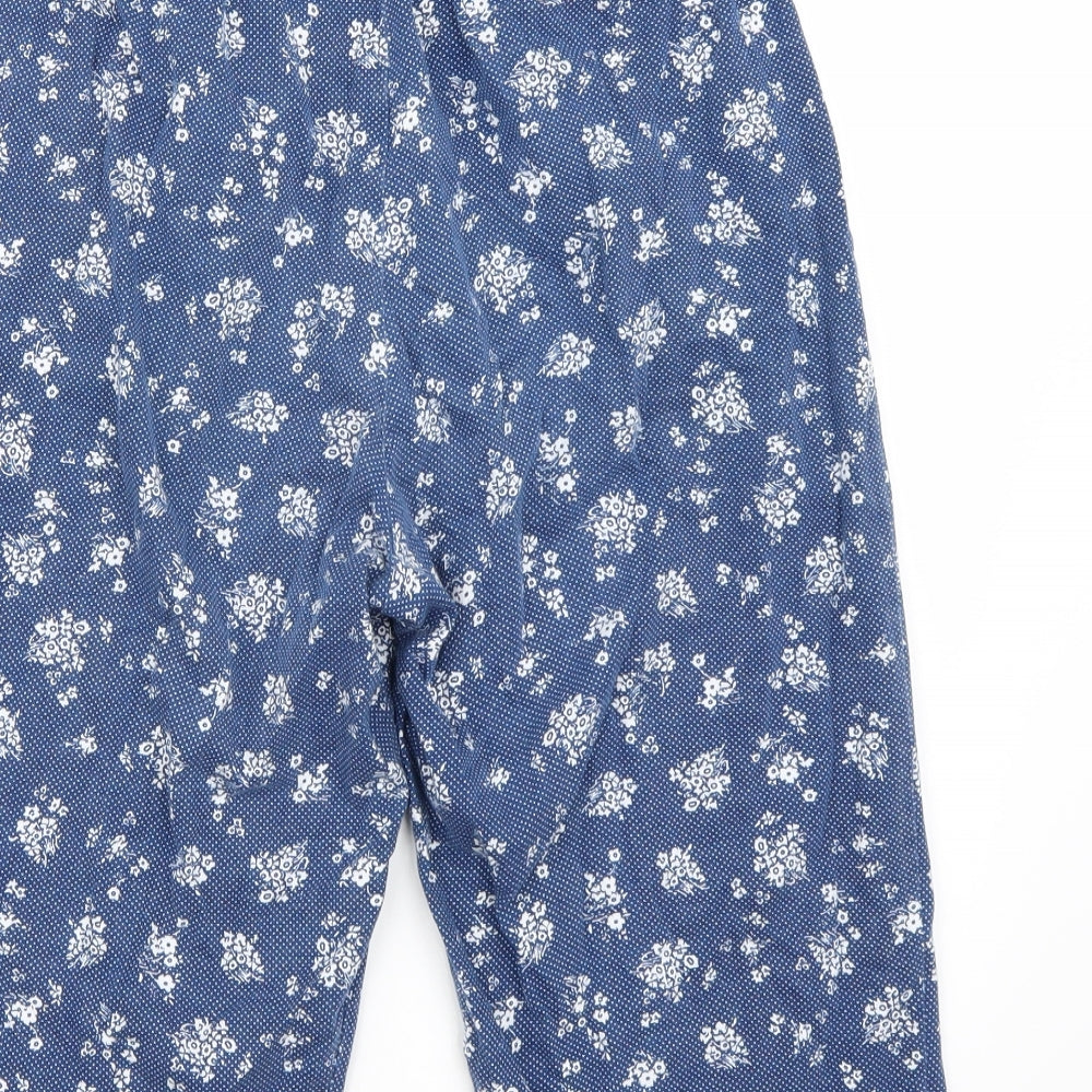 Estilo Womens Blue Floral Cropped Trousers Size M