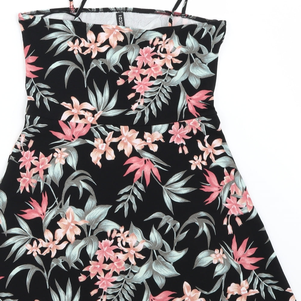 H&M Womens Black Floral Basic Blouse Size 12