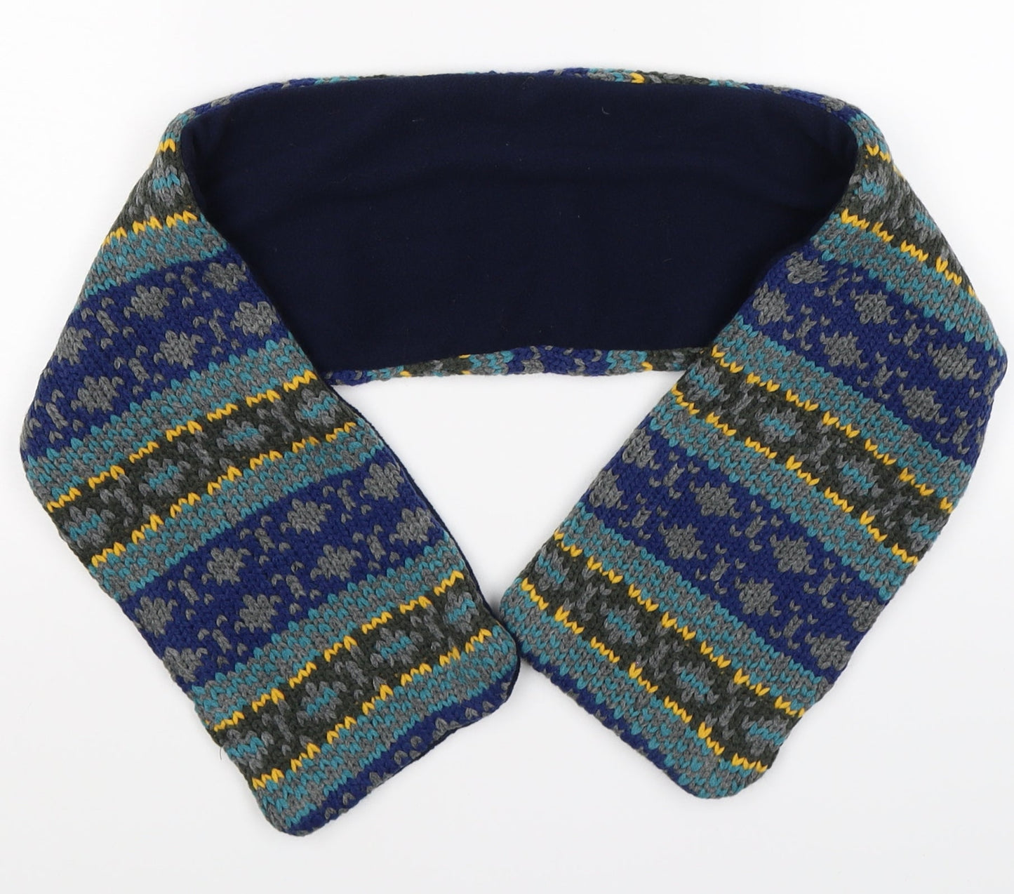 Preworn Boys Blue Geometric Knit Scarf One Size - fleece lined