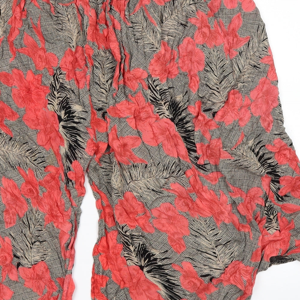 Topshop Womens Pink Floral Paperbag Shorts Size 10