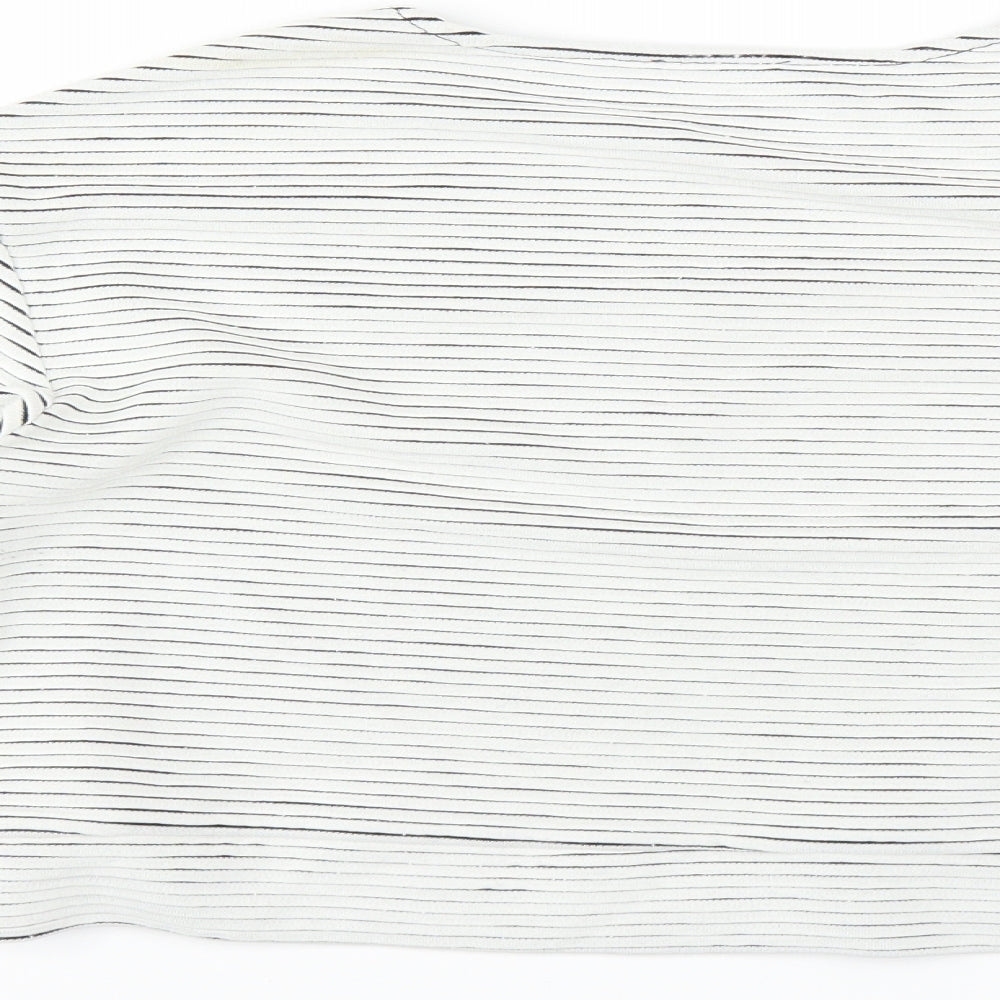 River Island Womens White Striped Pullover Jumper Size 12 - CROPPED