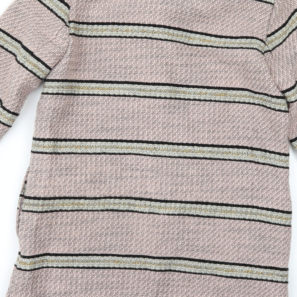 ASOS Womens Pink Striped Overcoat Coat Size 8