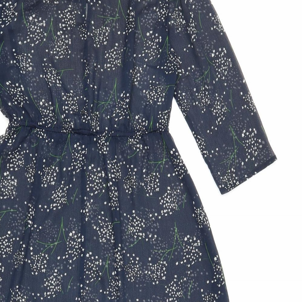 Preworn Womens Blue Floral Fit & Flare Size 8