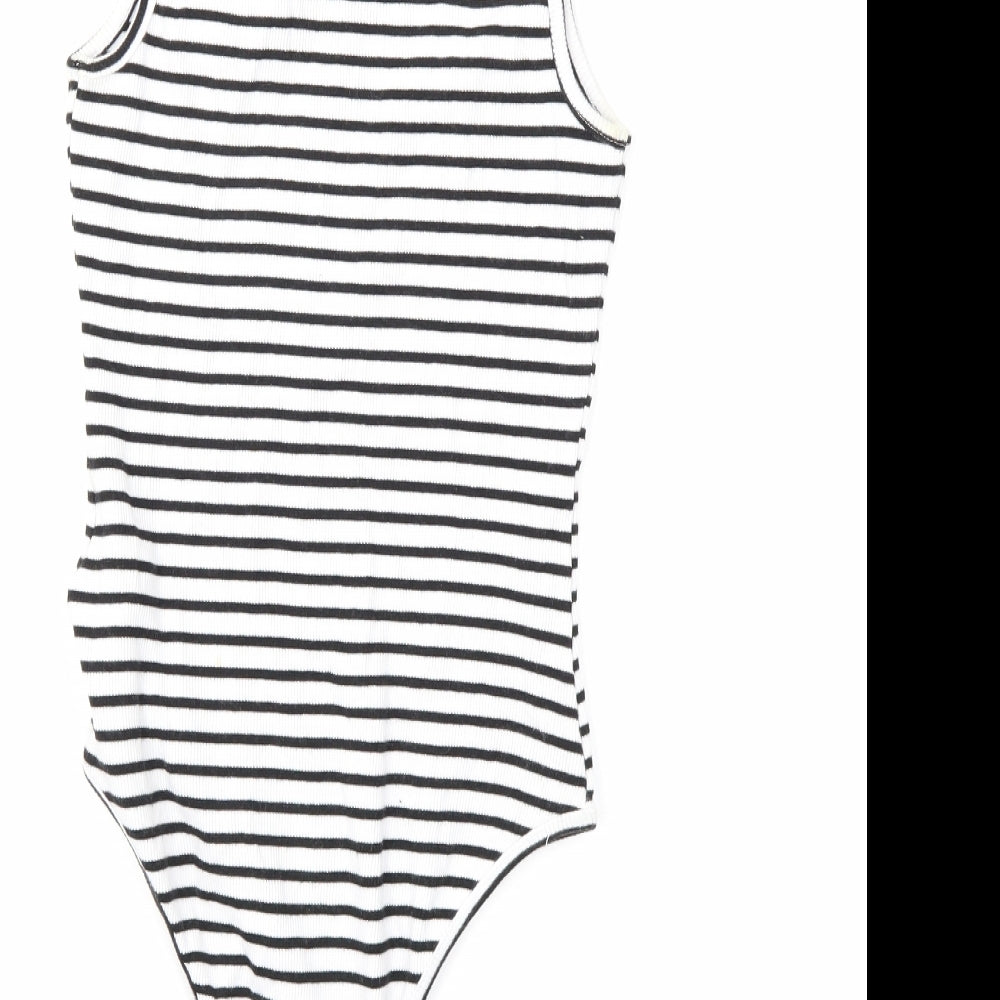 New Look Womens White Striped Basic Tank Size 10