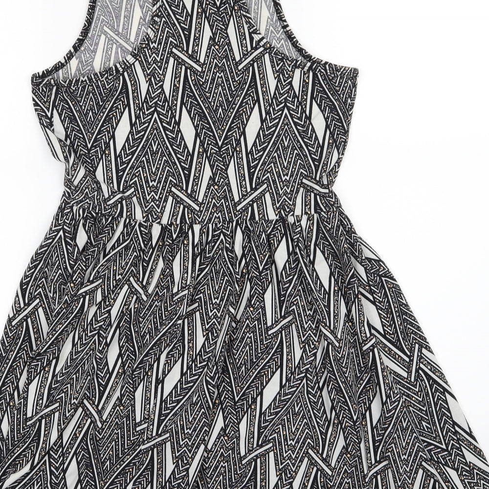 River Island Womens Grey Striped Jersey Skater Dress Size 10