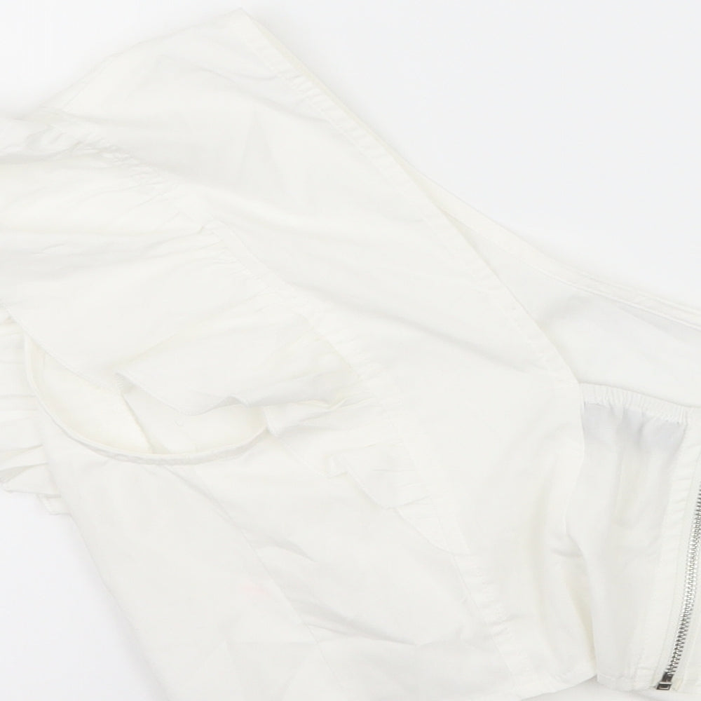 PRETTYLITTLETHING Womens White Basic Blouse Size 10