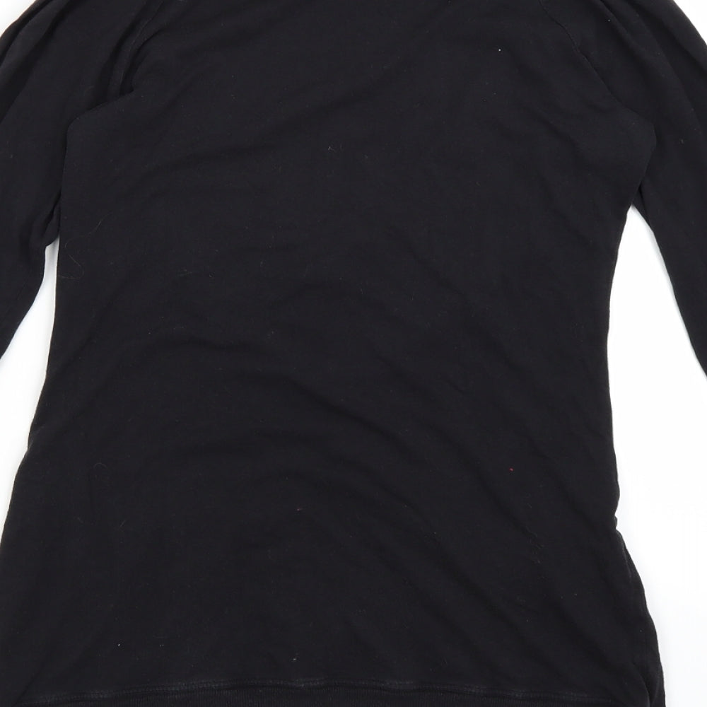 Preworn Womens Black Rayon Basic T-Shirt Size M - Low V neck