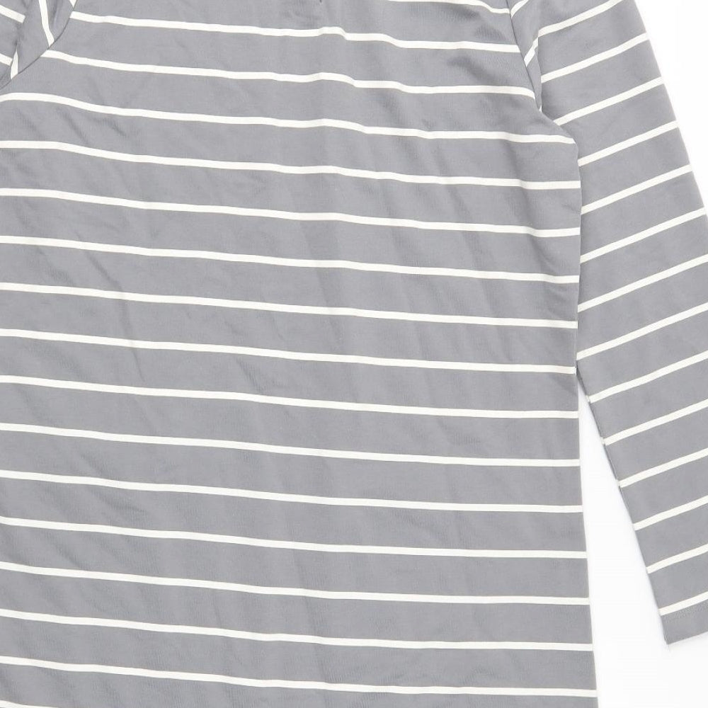 Tru Womens Grey Striped Jersey Tunic Blouse Size L