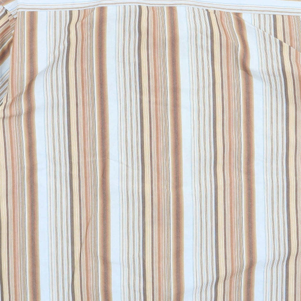 Easy Mens Brown Striped Button-Up Size S
