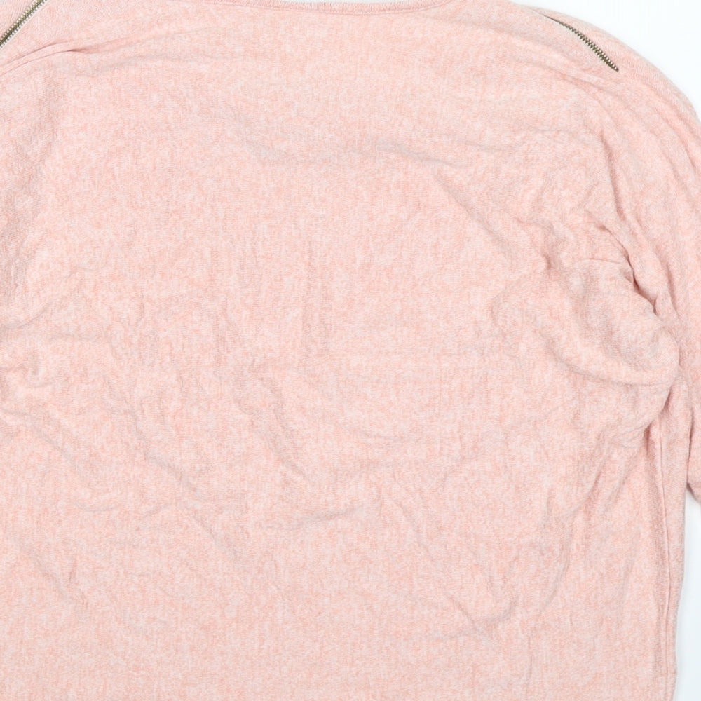 fransa Womens Pink Knit Pullover Jumper Size S