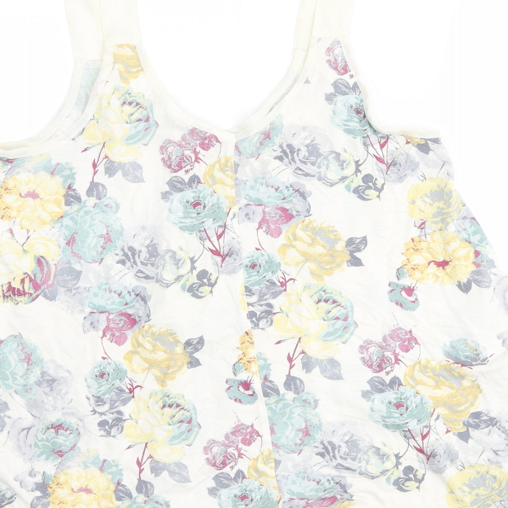 NEXT Womens White Floral Basic Tank Size 8