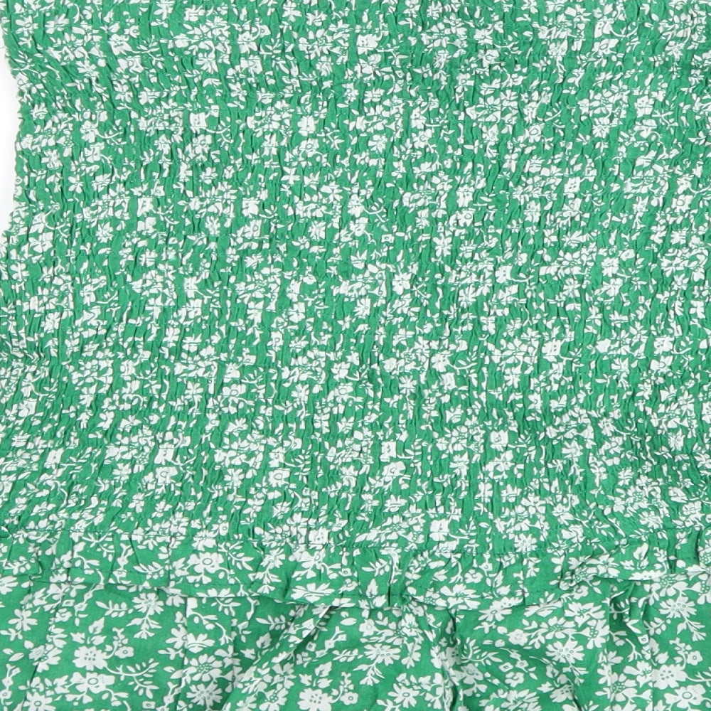 who i am Womens Green Floral Mom Shorts Size 12