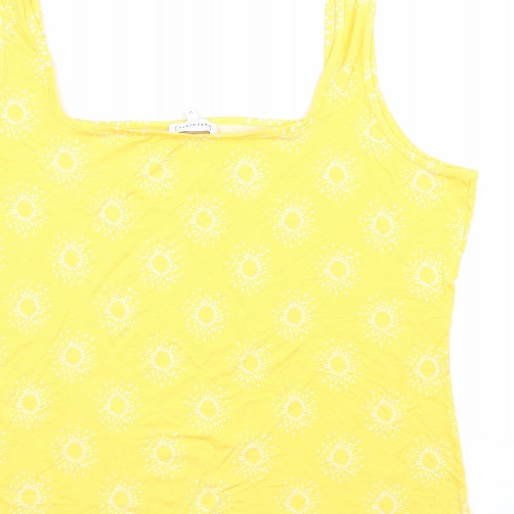 Warehouse Womens Yellow Geometric Basic Tank Size 18