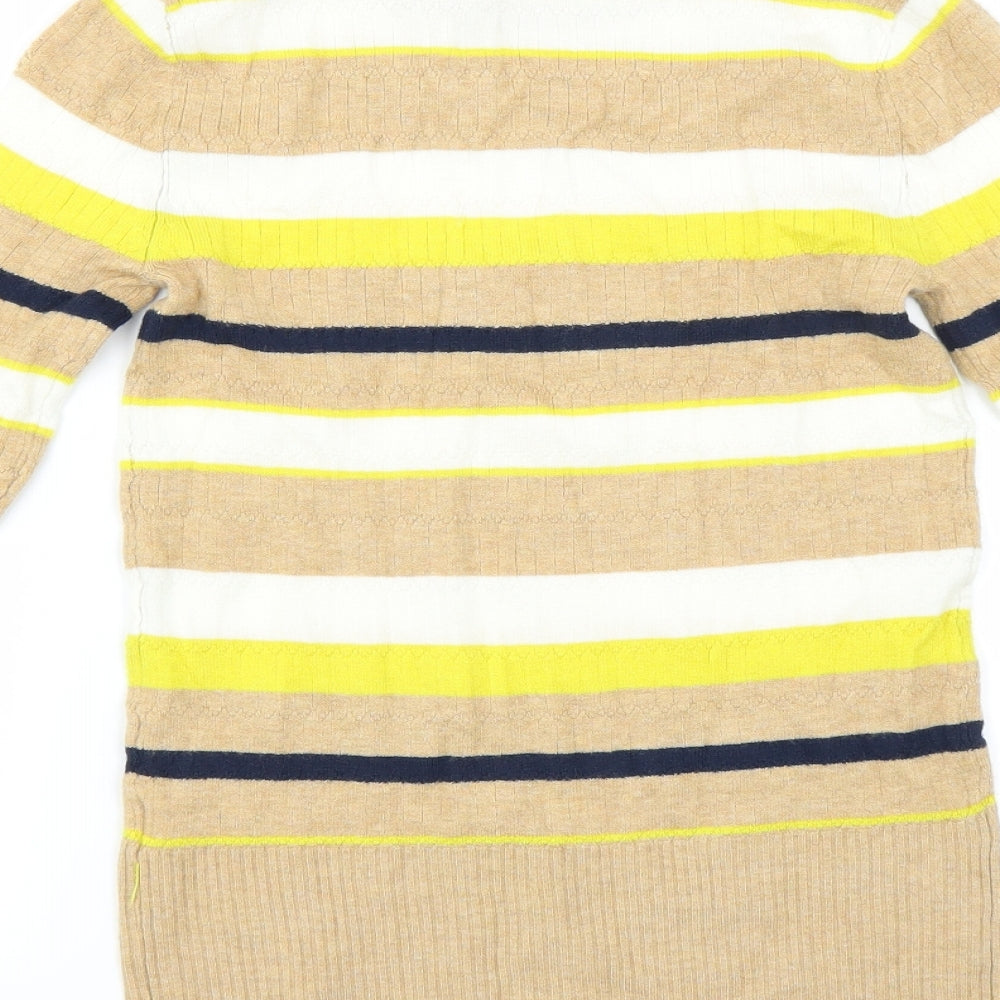 Marks & Spencer Womens Beige Striped Pullover Jumper Size 6