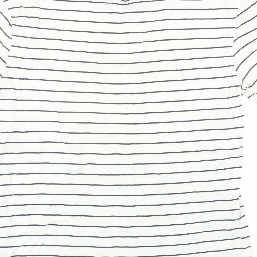 Marks & Spencer Womens White Striped Top Pyjama Top Size 6 - happy