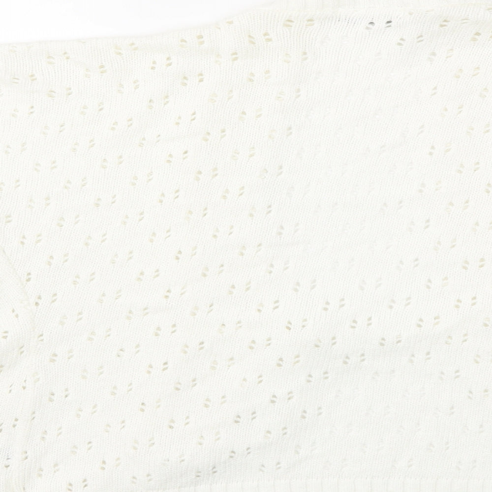 Pyari Womens White Cardigan Jumper Size S