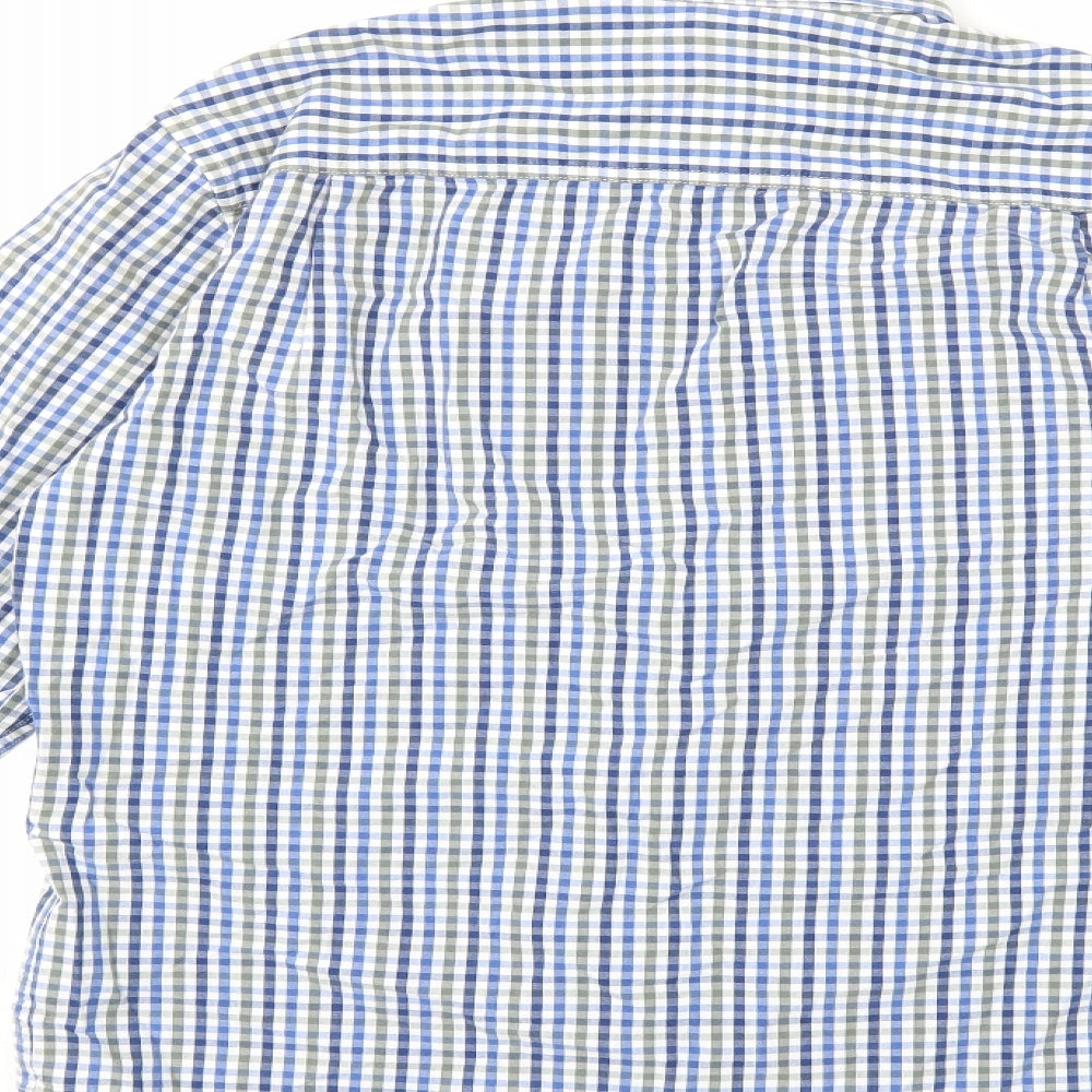 Marks & Spencer Mens Blue Check Button-Up Size S