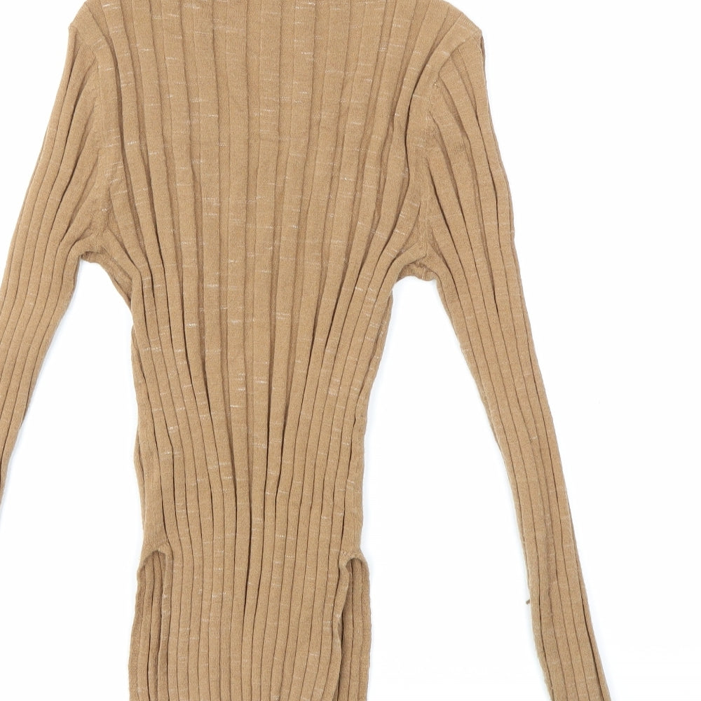 Topshop Womens Brown Knit Pullover Jumper Size XS