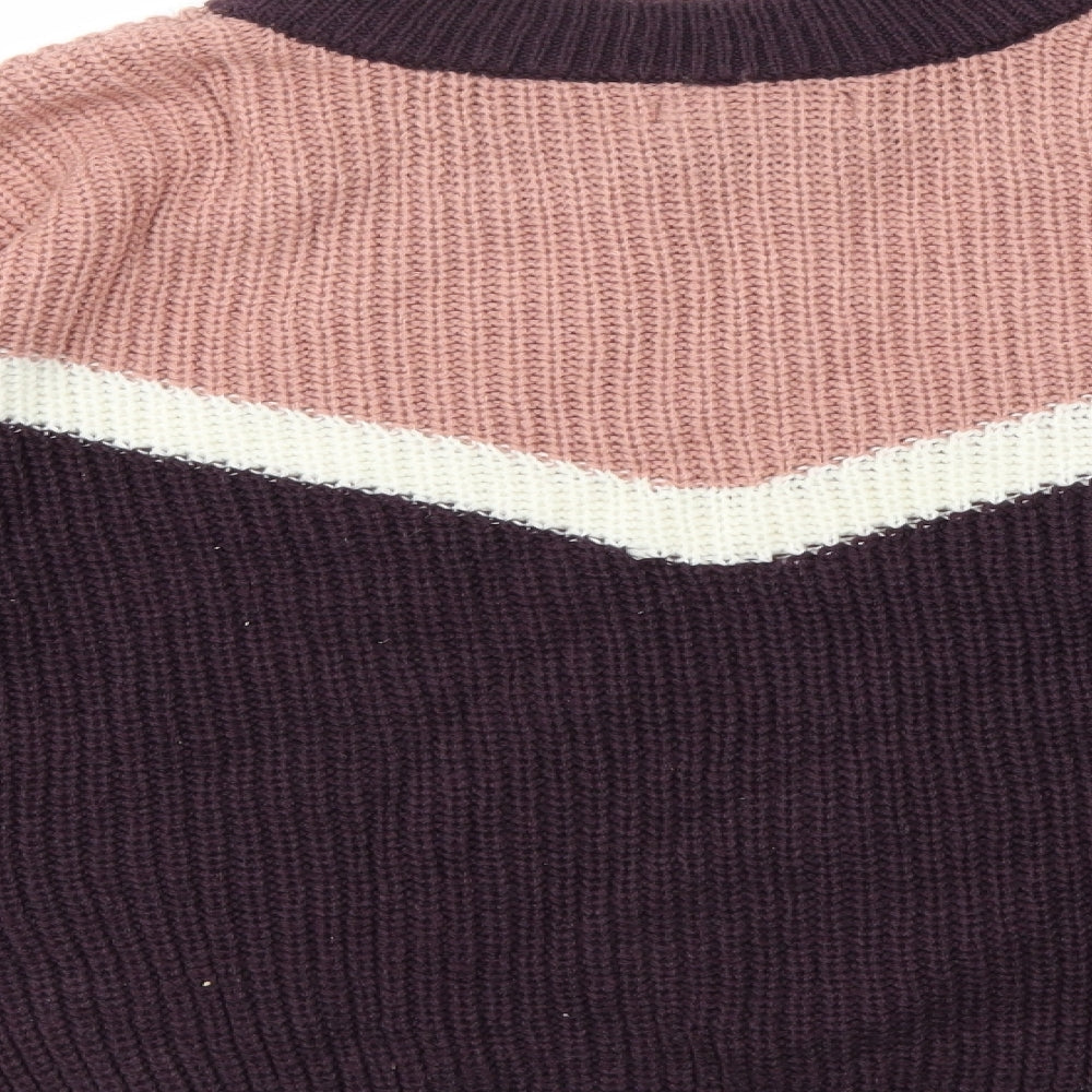 Pieces Womens Pink Knit Pullover Jumper Size M