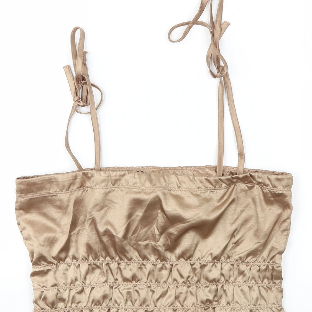 Nasty Gal Womens Gold Basic Tank Size 6